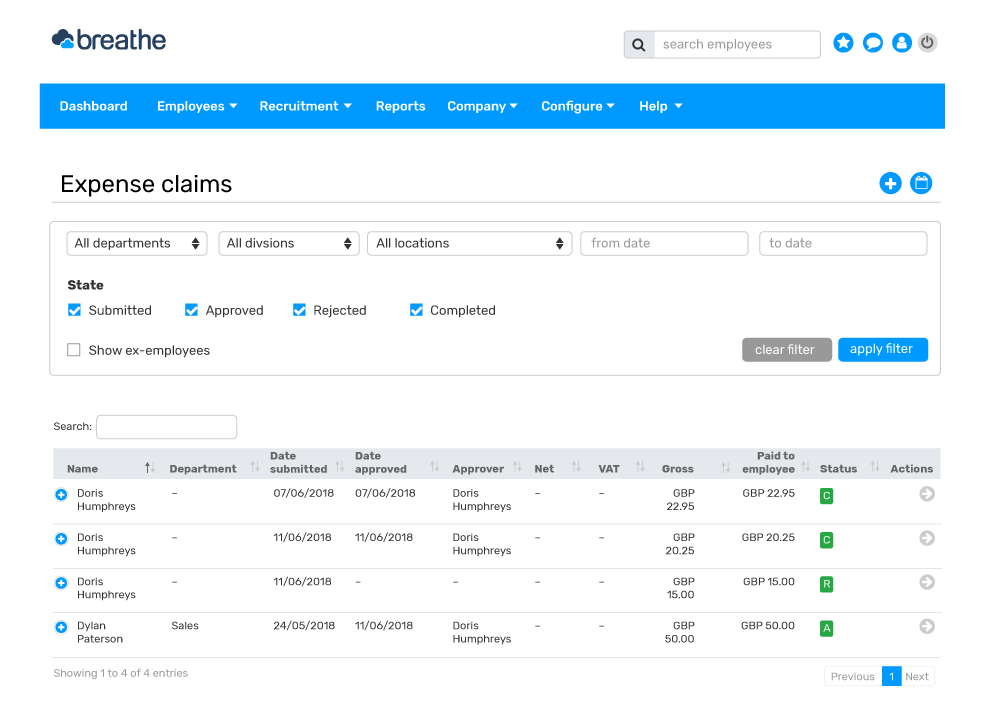 Employee Expenses Management Software Breathe